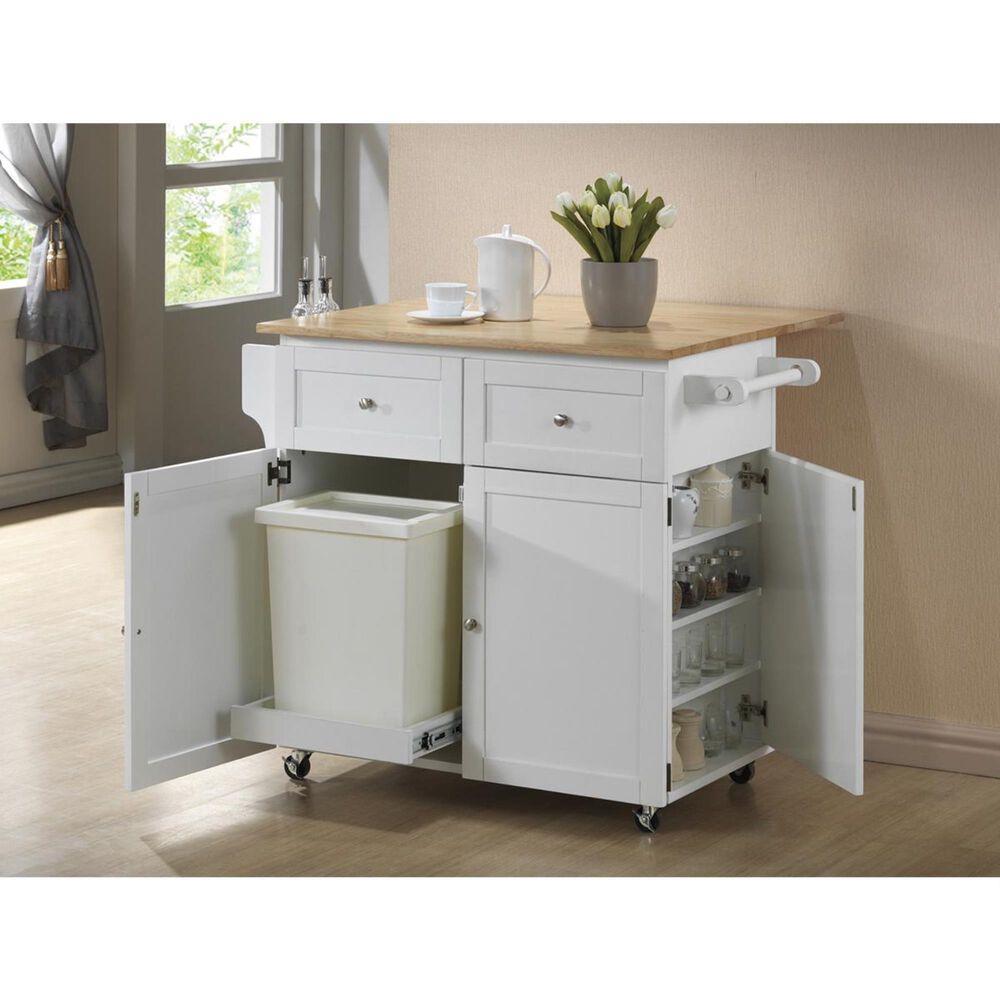 Pacific Landing Kitchen Cart in Natural/White, , large