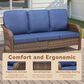 Hearth and Haven Outdoor PE Wicker Sofa with Deep Seat Cushions in Blue, , large