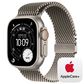 Apple Watch Ultra 3 (GPS+Cellular) 49mm Titanium Case with Titanium Milanese Loop - Medium in Natural and 2-Year AppleCare+, , large