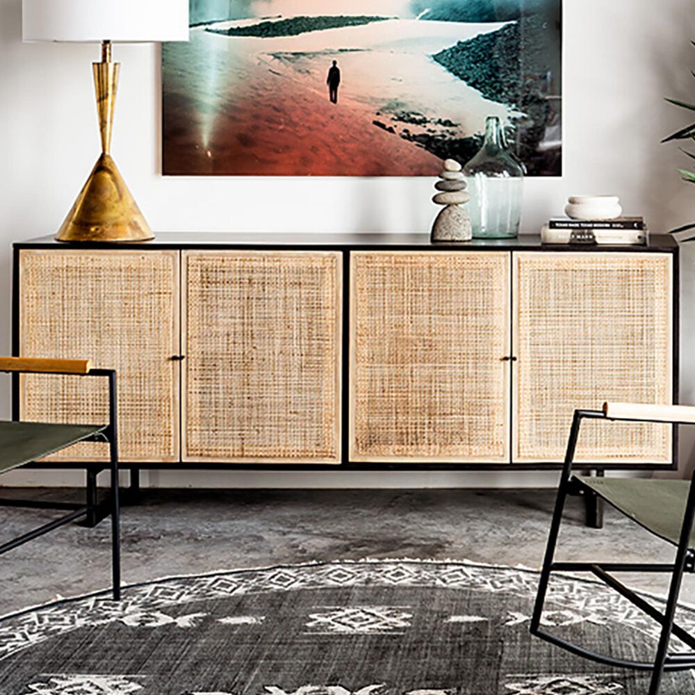 Four Hands Prescott Carmel Sideboard in Black Wash, Natural and ...