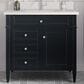 James Martin Vanities Brittany 36" Single Bathroom Vanity in Black Onyx with Single Hole 3 cm White Zeus Quartz Top and Rectangular Sink, , large