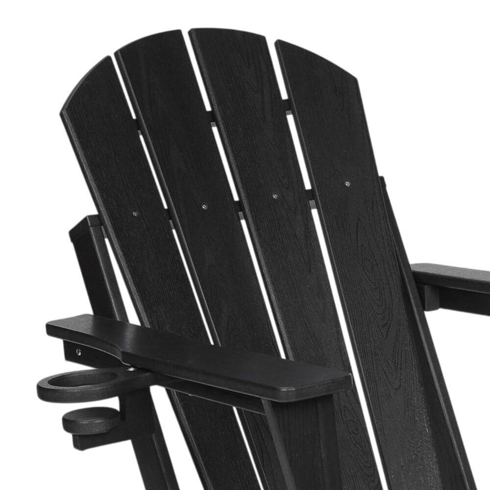 Hearth and Haven 34" Outdoor Folding Adirondack Chair with Cup Holder in Black, , large