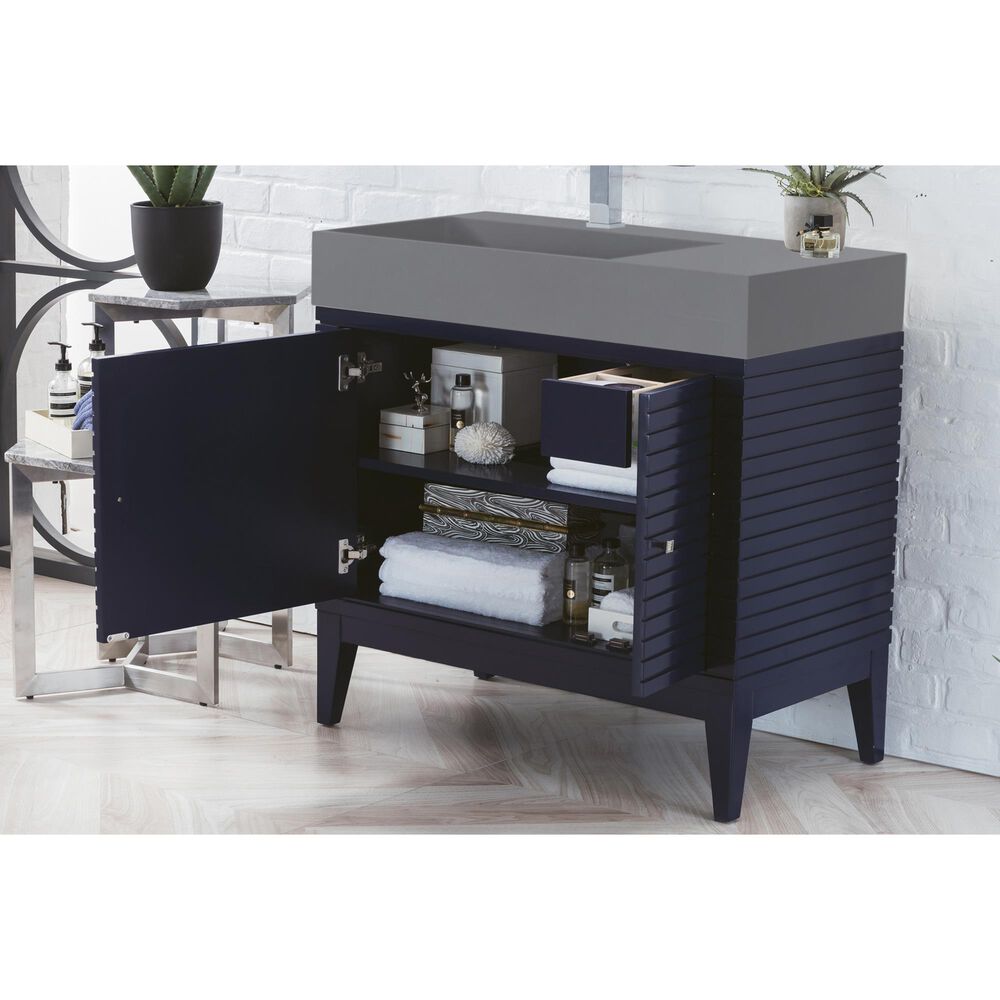 James Martin Linear 36" Single Bathroom Vanity in Victory Blue with 13
