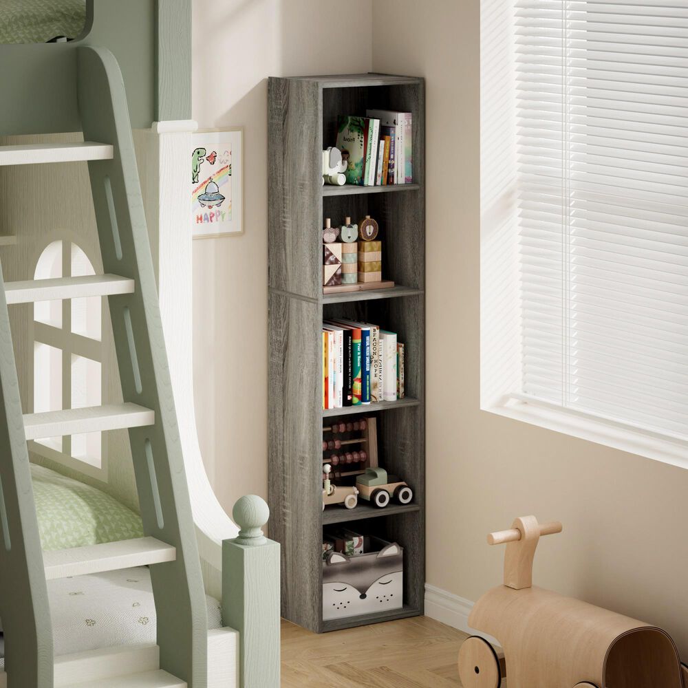 HOMLUX 5-Tier Cube Open Shelf Storage Organizer Bookcase in French Oak, , large