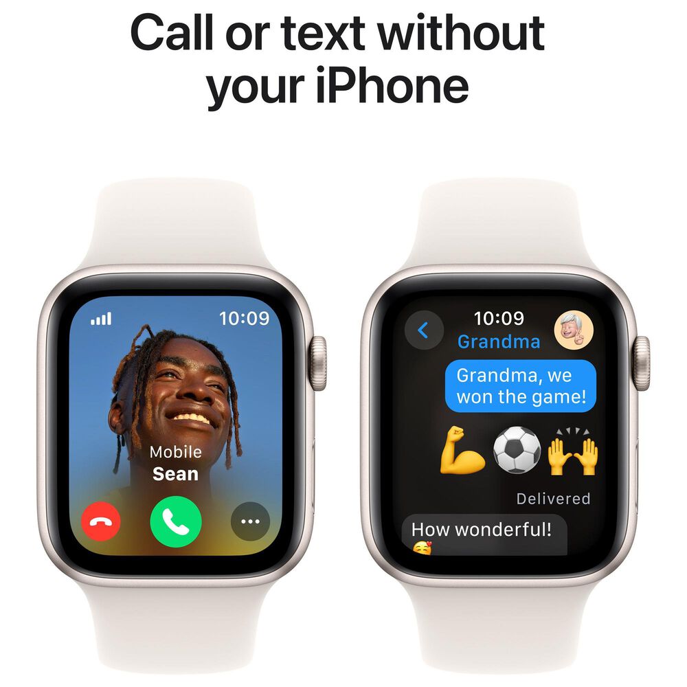 Apple Watch SE GPS + Cellular 44mm Starlight Aluminum Case with Starlight Sport Band - M/L, , large