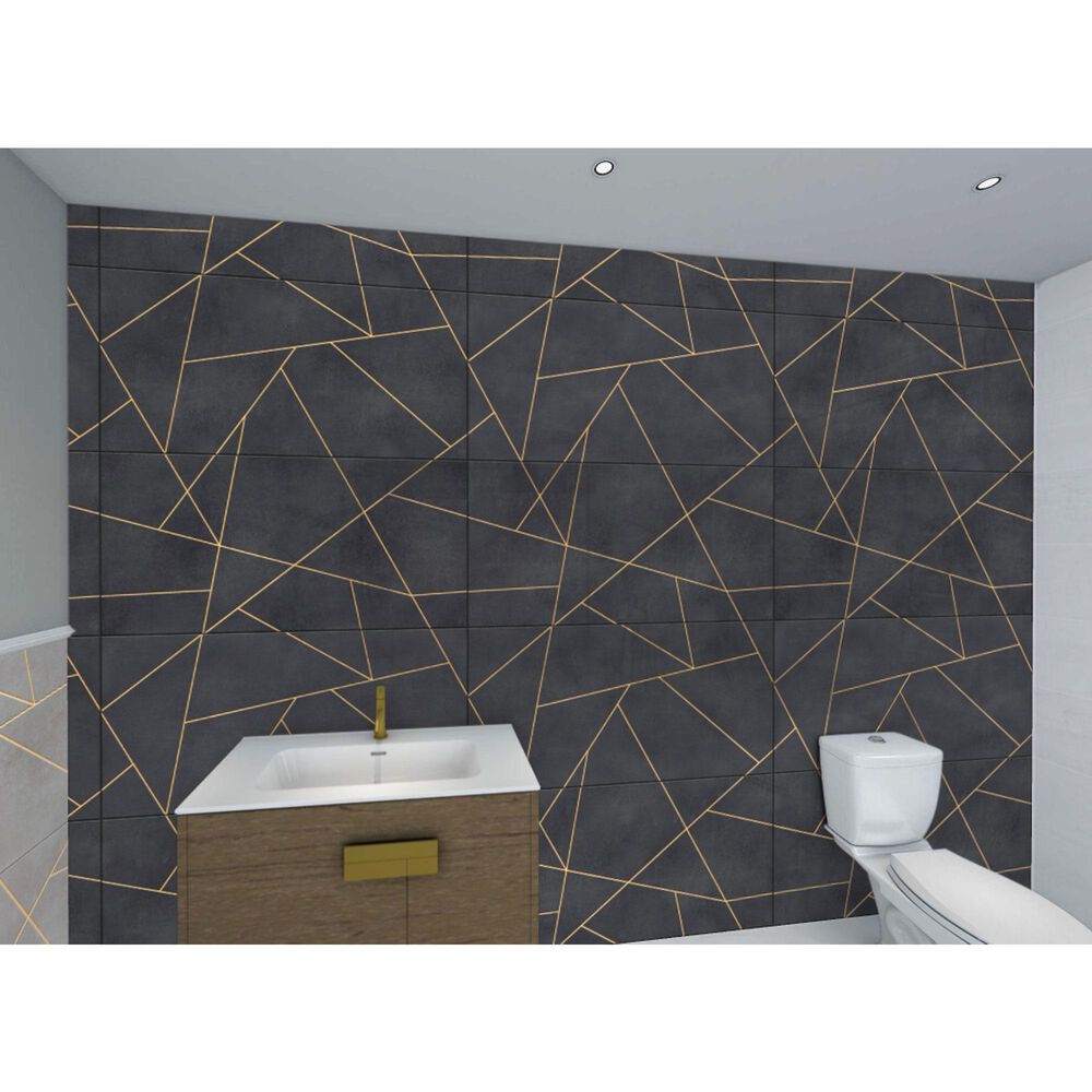 Soho Studio Artscape Ardesia and Gold Line 24" x 48" Porcelain Tile, , large