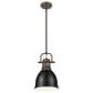 Golden Lighting Duncan 1-Light Small Pendant with Rod and Matte Black Shade in Rubbed Bronze, , large