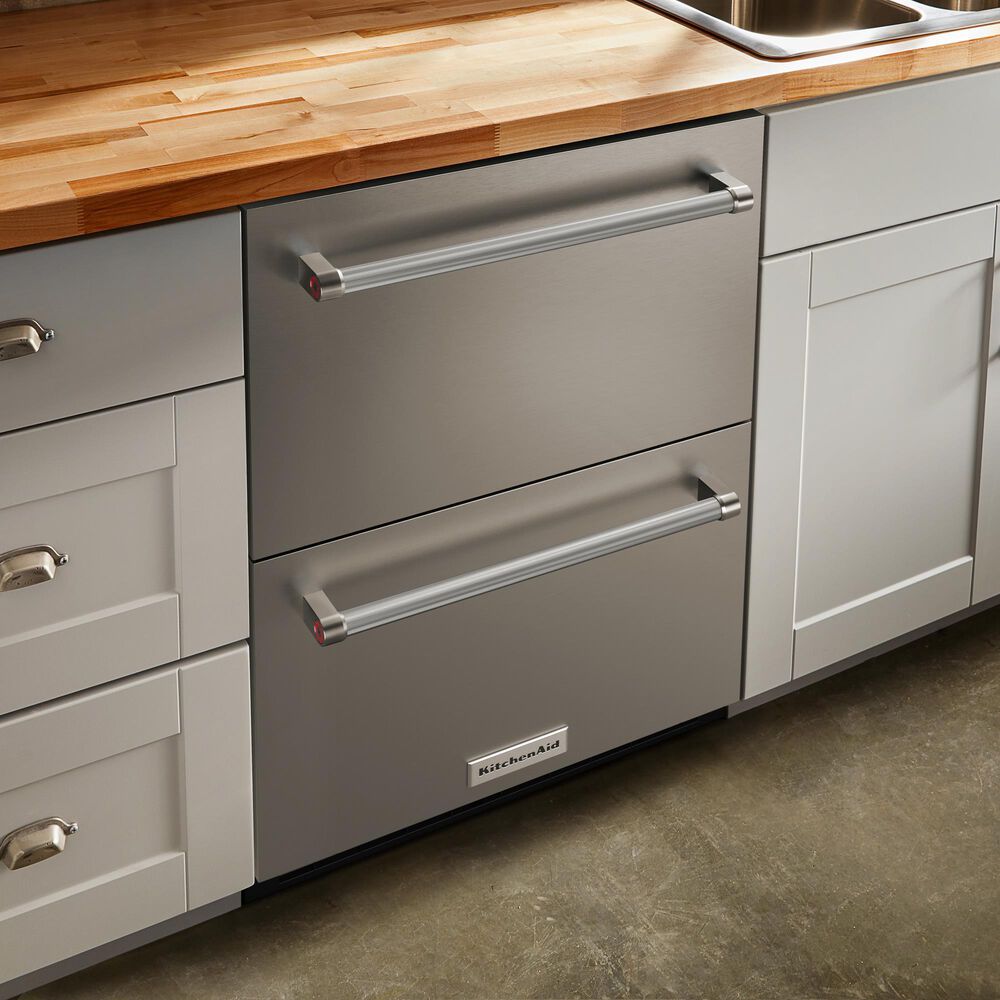 KitchenAid 4.44 Cu. Ft. Undercounter Double-Drawer Refrigerator in Black and Stainless Steel, , large