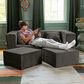 Jaxx Zipline 3-Piece Stationary Convertible Sleeper Loveseat in Charcoal Velvet, , large