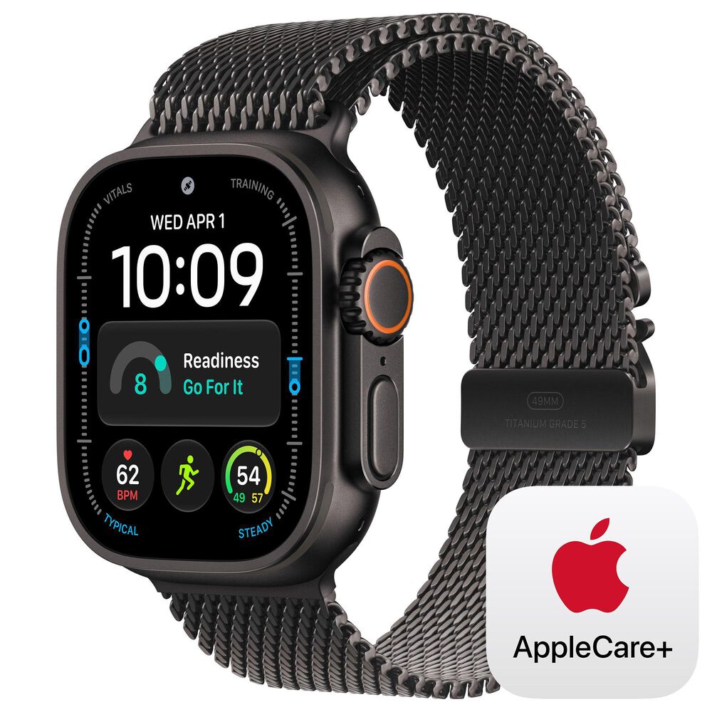 Apple Watch Ultra 4 (GPS + Cellular) 49mm Black Titanium Case with Black Titanium Milanese Loop - S and 2-Year AppleCare+, , large