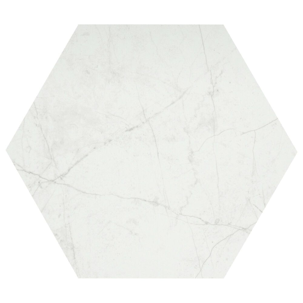 Emser Sterlina II White 8" x 10" Hexagon Porcelain Tile, , large