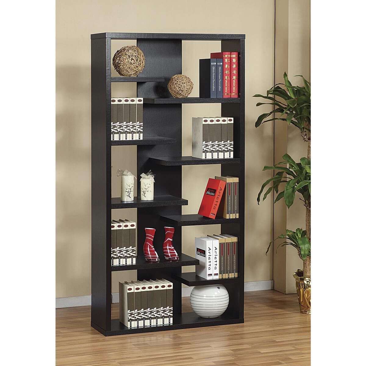 Living Essentials Display Cabinet with 9 Shelves in Black