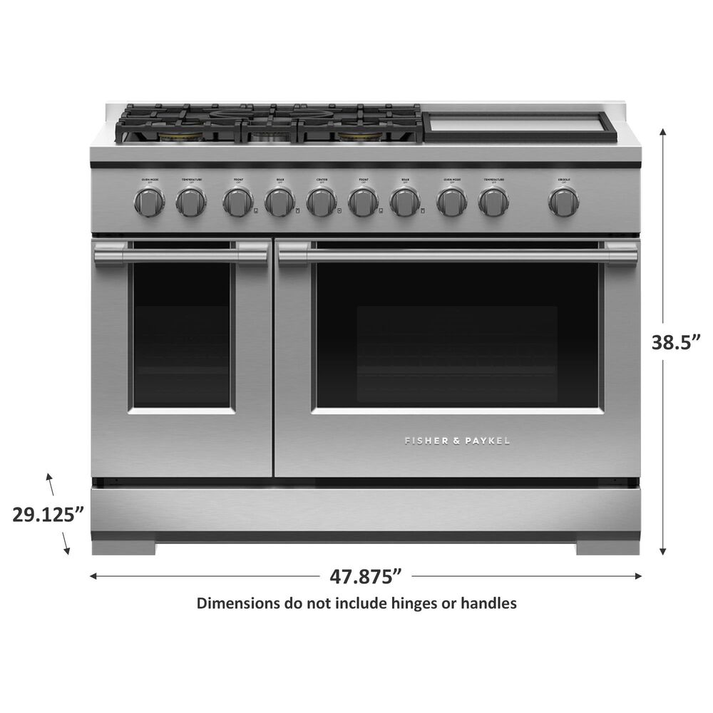 Fisher &amp; Paykel 48&quot; Freestanding Natural Gas Range with 5 Burners and Griddle in Stainless Steel, , large