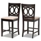 Baxton Studio Lenoir Counter Height Pub Chair with Sand Cushion in Espresso Brown (Set of 2), , large