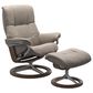 Stressless Mayfair Large Leather Chair and Ottoman in Paloma Fog, , large