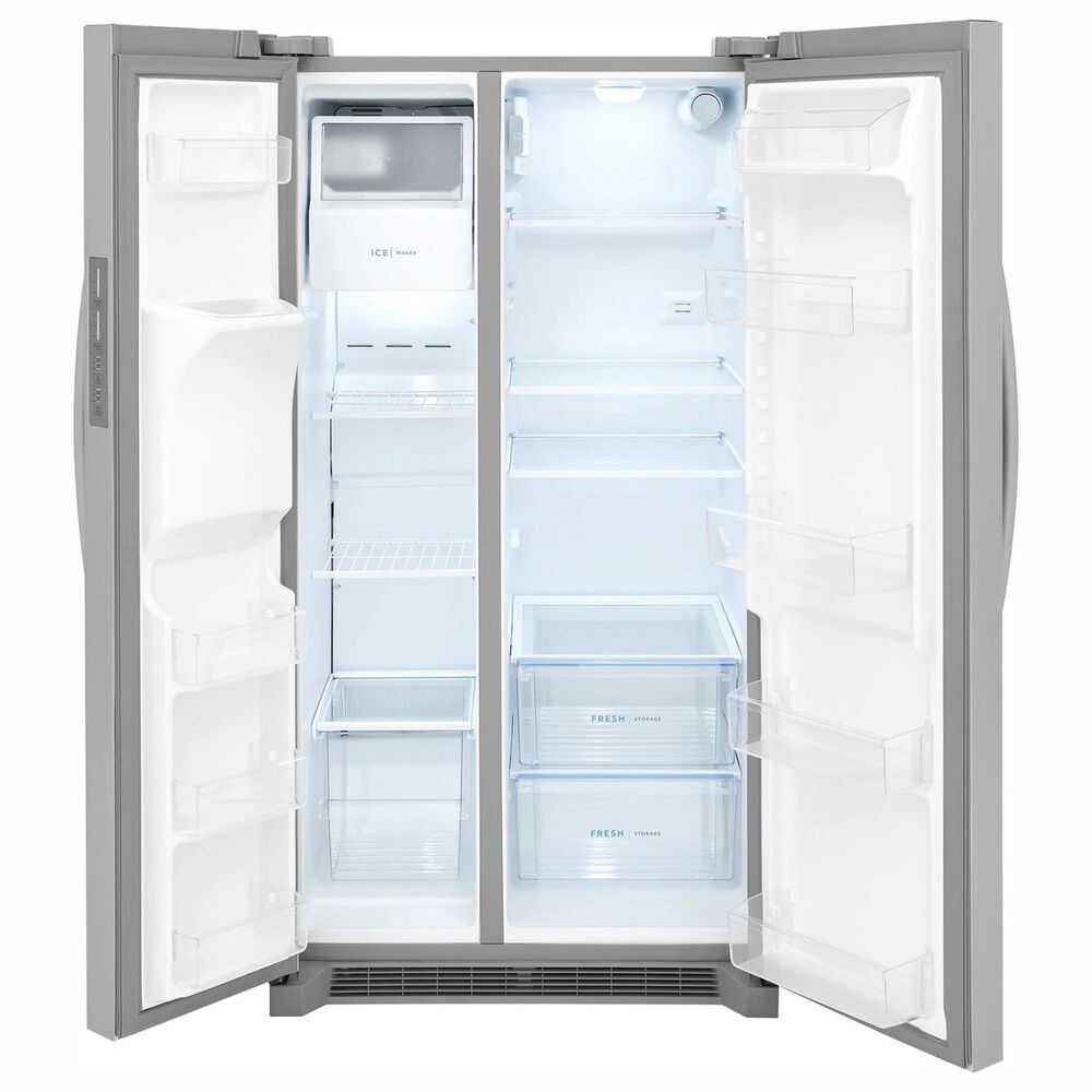 Frigidaire 3 Piece Kitchen Package with 25.6 Cu. Ft. Standard Depth Side-by-Side Refrigerator, 30&quot; Freestanding Gas Range with Quick Boil Burner, 24&quot; Built-In Dishwasher with MaxDry in Stainless Steel, , large