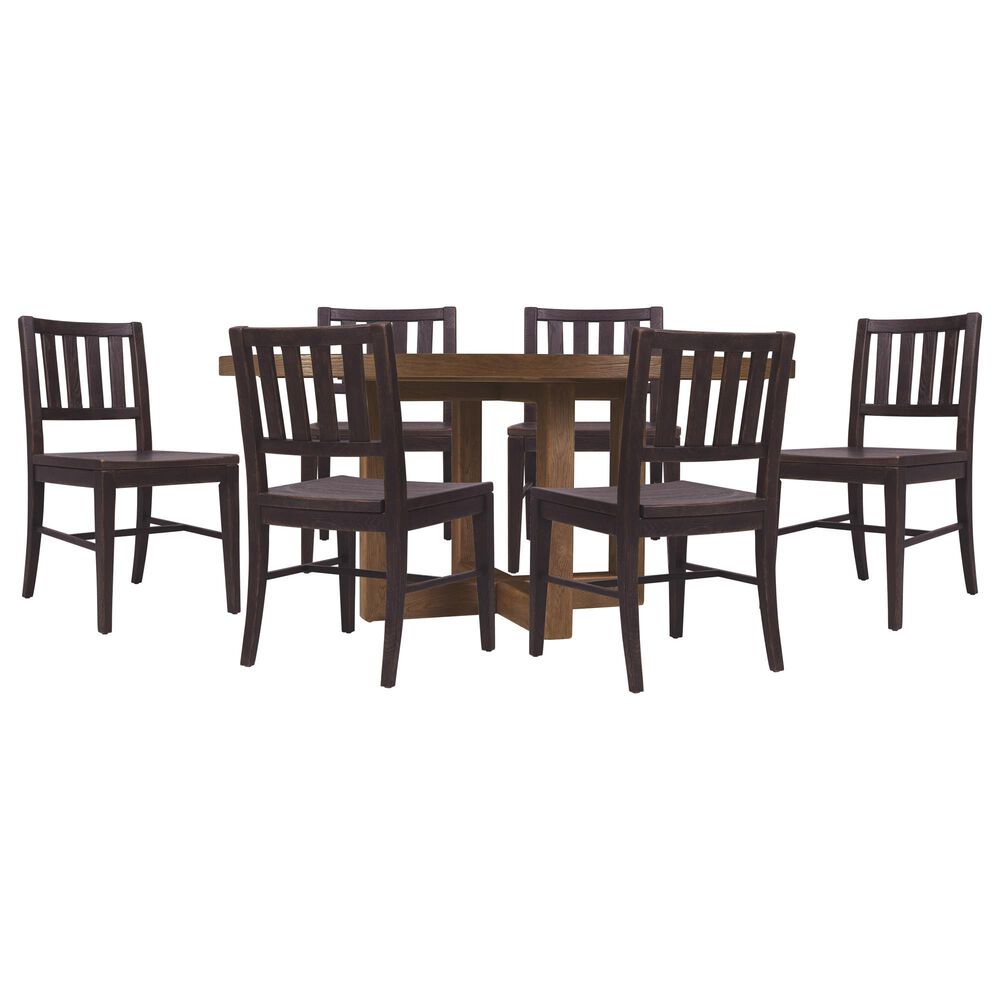 Hooker Furniture Driftwood 7-Piece Round Dining Set in Burnt Timber and Worn Saddle, , large