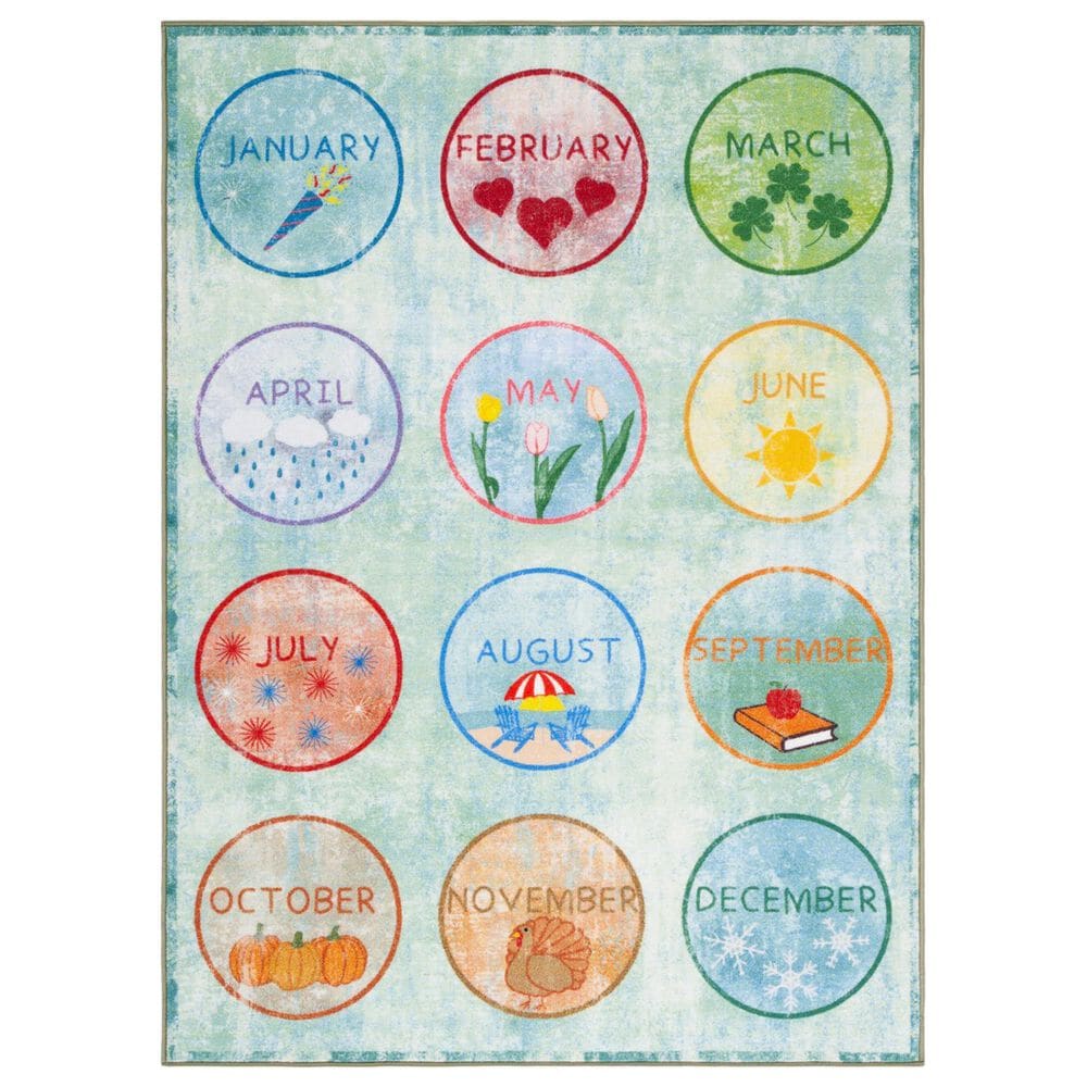 Safavieh Kids Playhouse 3"3" x 5"3" Green and Blue Rug, , large