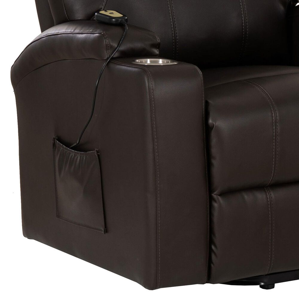Linon Home Decor Peoria Power Lift Recliner in Chocolate, , large