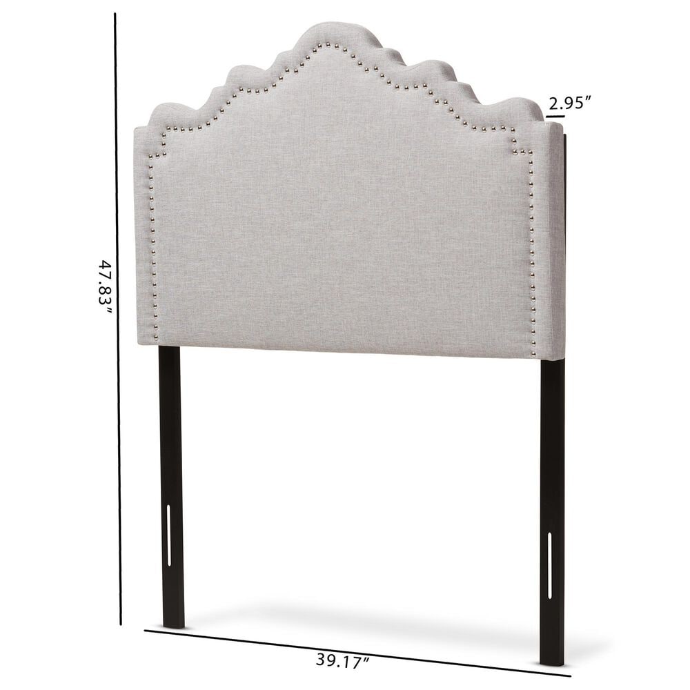 Baxton Studio Nadeen Twin Upholstered Panel Headboard in Greyish Beige, , large