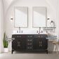Lexora Home Laurel 60" Double Bathroom Vanity in Brown Oak with White Carrara Marble Top and Rectangular Sinks, , large