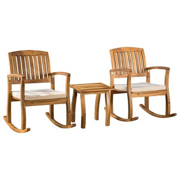 Noble House Selma 3-Piece Rocking Chair Set in Teak Brown, , large