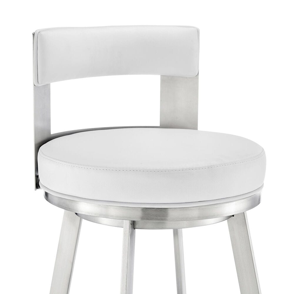 Blue River Flynn 30&quot; Swivel Bar Stool with White Cushion in Brushed Stainless Steel, , large