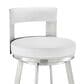 Blue River Flynn 30" Swivel Bar Stool with White Cushion in Brushed Stainless Steel, , large