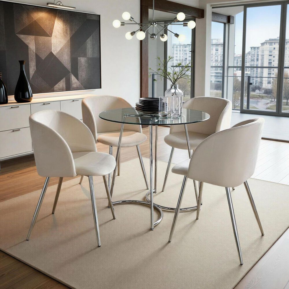 LumiSource Cece Dinette Table in Chrome and Clear - Table Only, , large