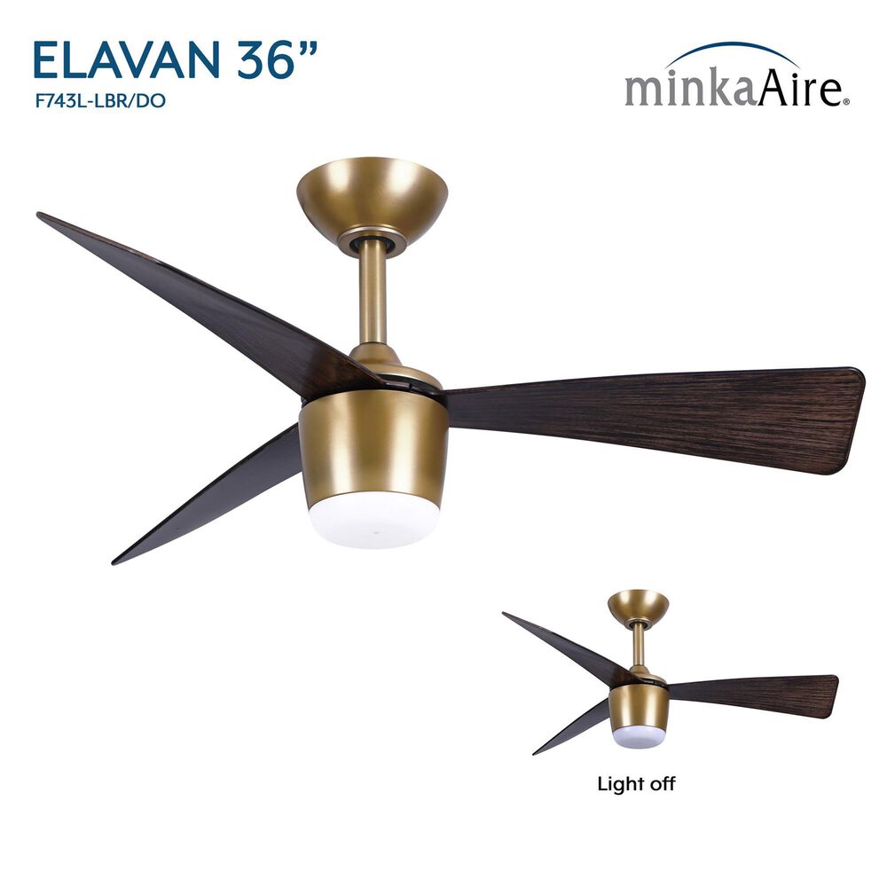 Minka-Aire Elavan 36" Indoor/Outdoor Ceiling Fan with LED Light in Legacy Brass, , large