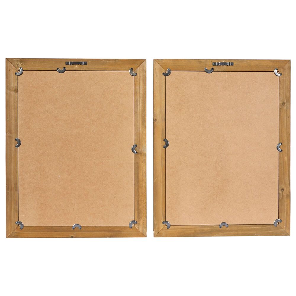 Maple and Jade 22&quot; x 17&quot; Leaves Framed Wall Art in Distressed Brown &#40;Set of 2&#41;, , large