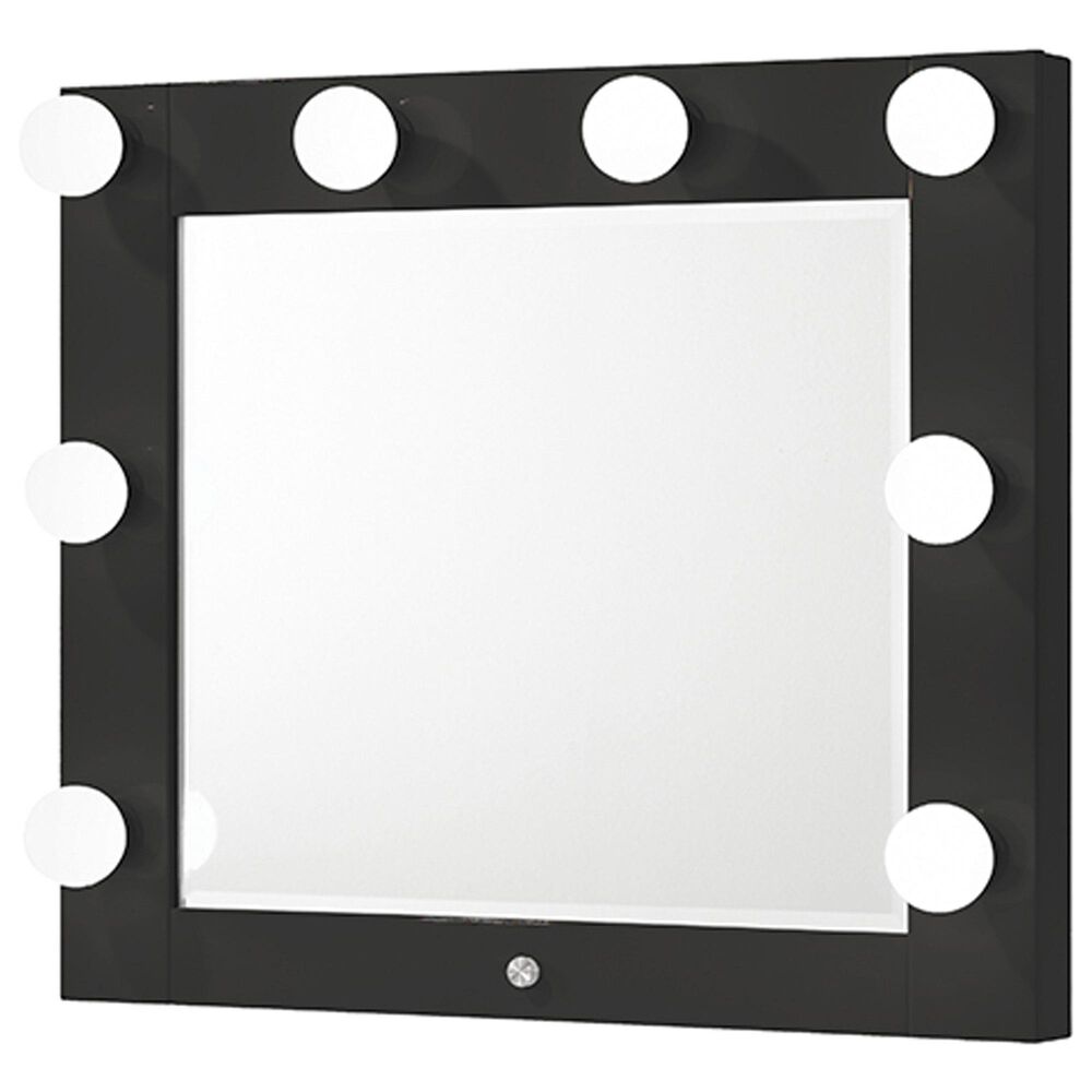 Crown Mark Avery, Luxo and Morgan Vanity with Mirror and Stool in Black, , large