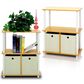 HOMLUX 3-Tier Multi-Purpose Bookcase with Two Bins in Beech and White (Set of 2), , large