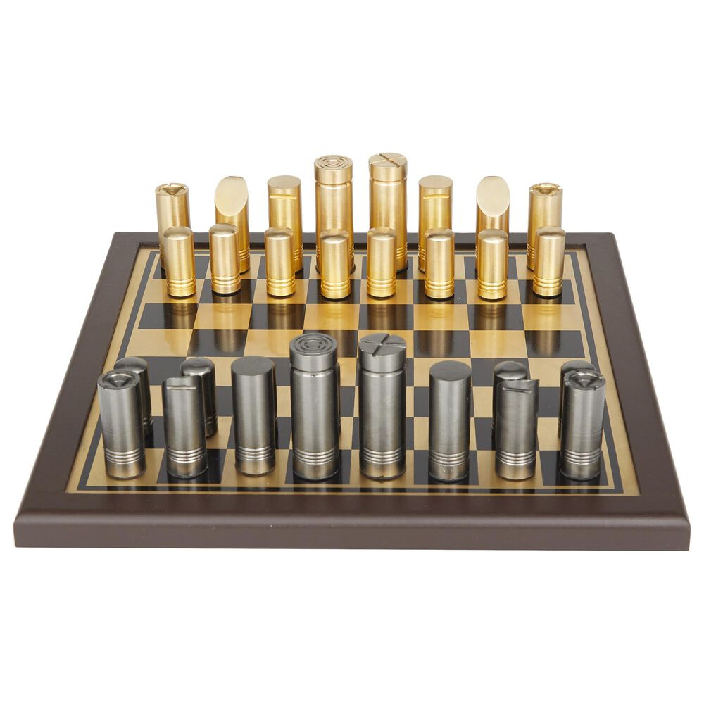 Novogratz 4&quot; x 14&quot; Chess Game Set in Black, Gold, Brown and Gunmetal, , large