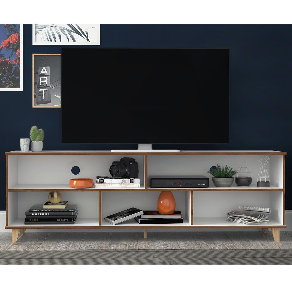Dayton Warren 70.87&quot; TV Stand in White and Oak, , large