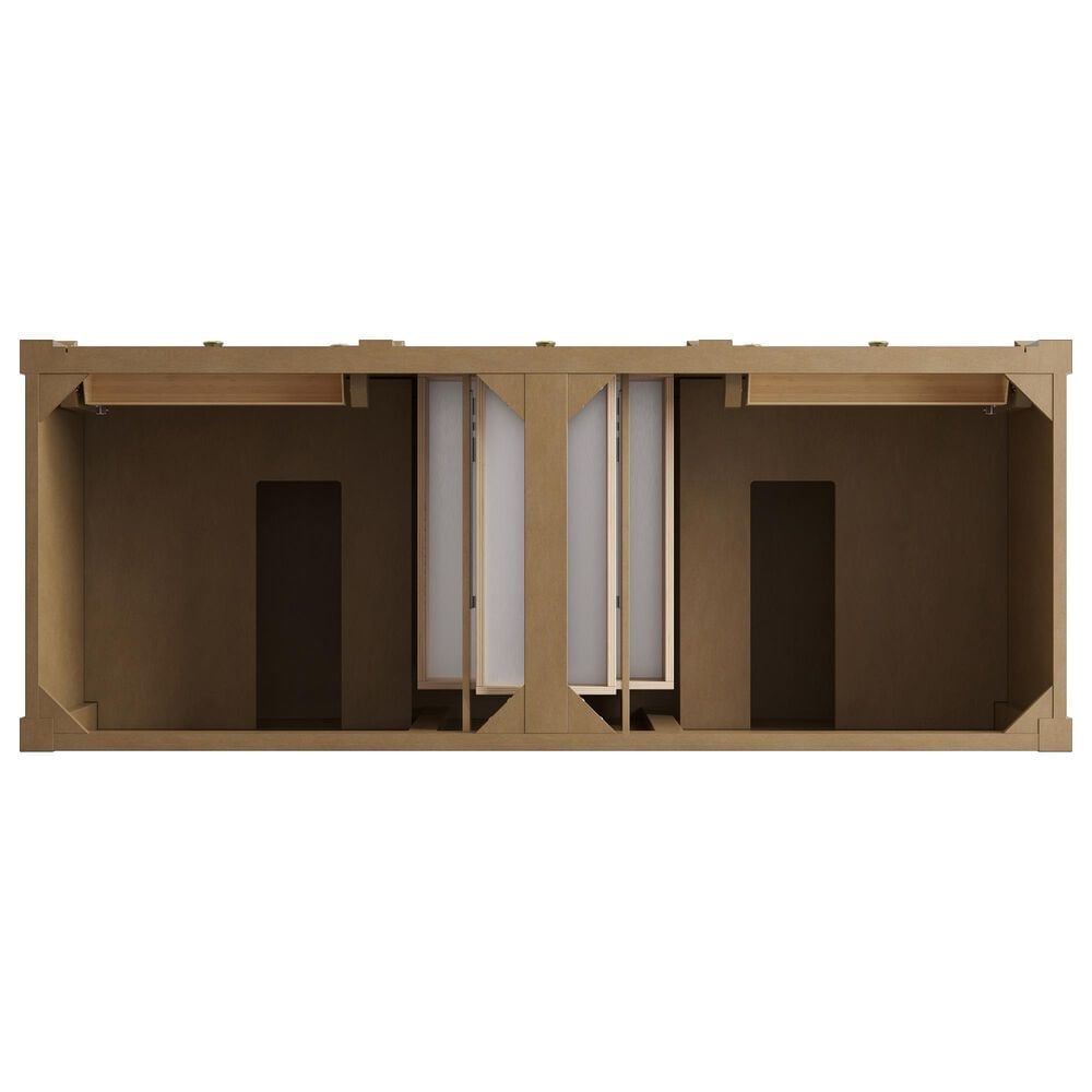 James Martin Brittany 60" Double Bathroom Vanity in Pecan with 3 cm Siberian Silestone Top, Rectangular Sinks and FreePower Wireless Charger, , large