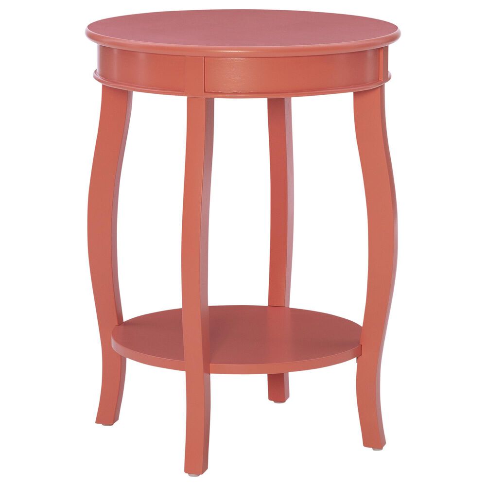 Linon Home Decor Aura Round Side Table in Coral, , large