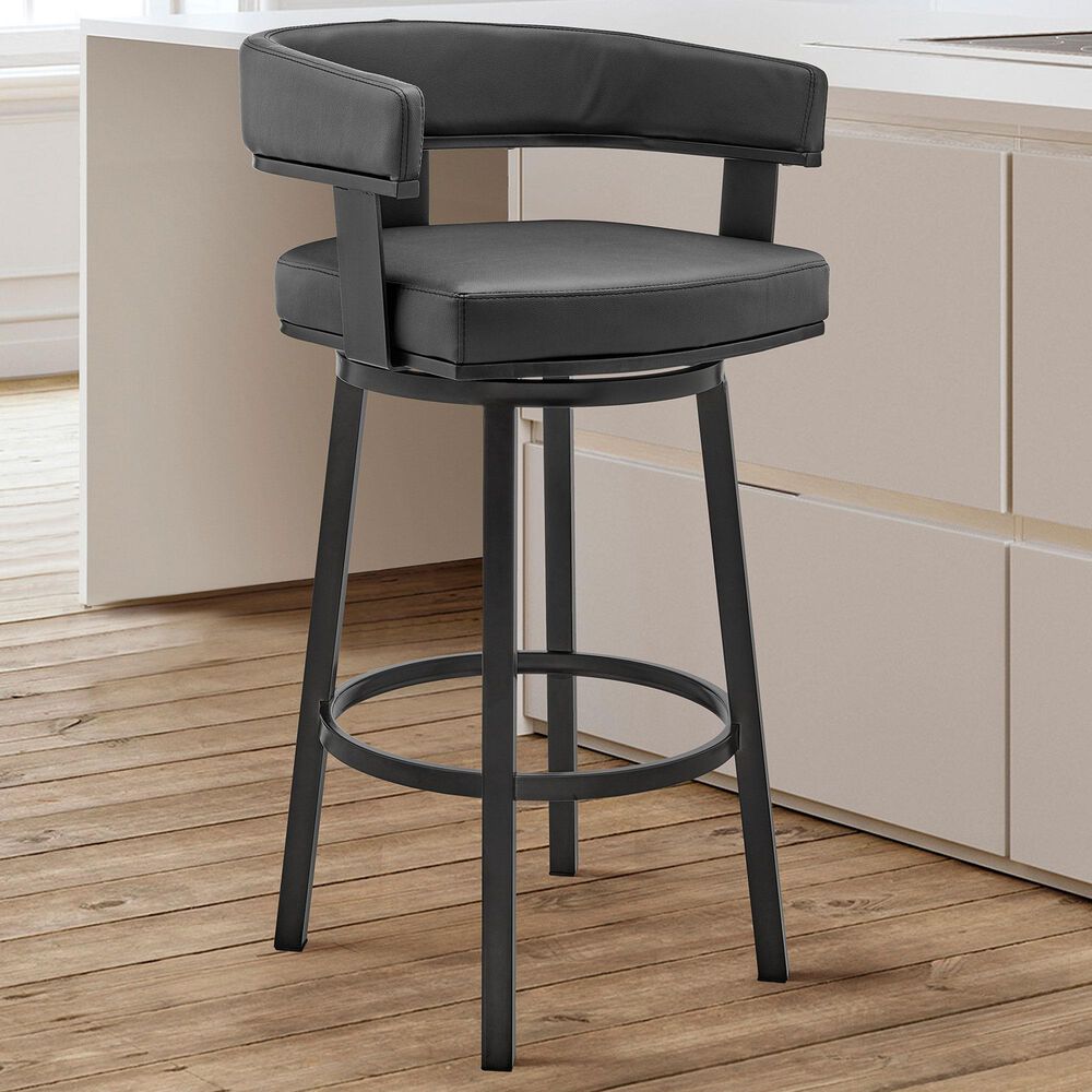 Armen Living Cohen 26&quot; Swivel Counter Stool in Black, , large