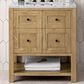 James Martin Vanities Breckenridge 30" Single Bathroom Vanity in Light Natural Oak with 3 cm Carrara White Marble Top and Rectangular Sink, , large