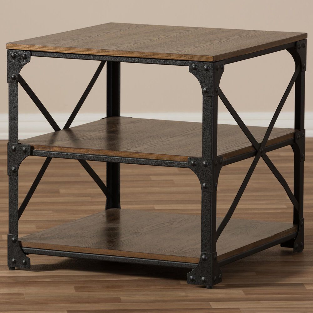 Baxton Studio Milo End Table in Brown, , large