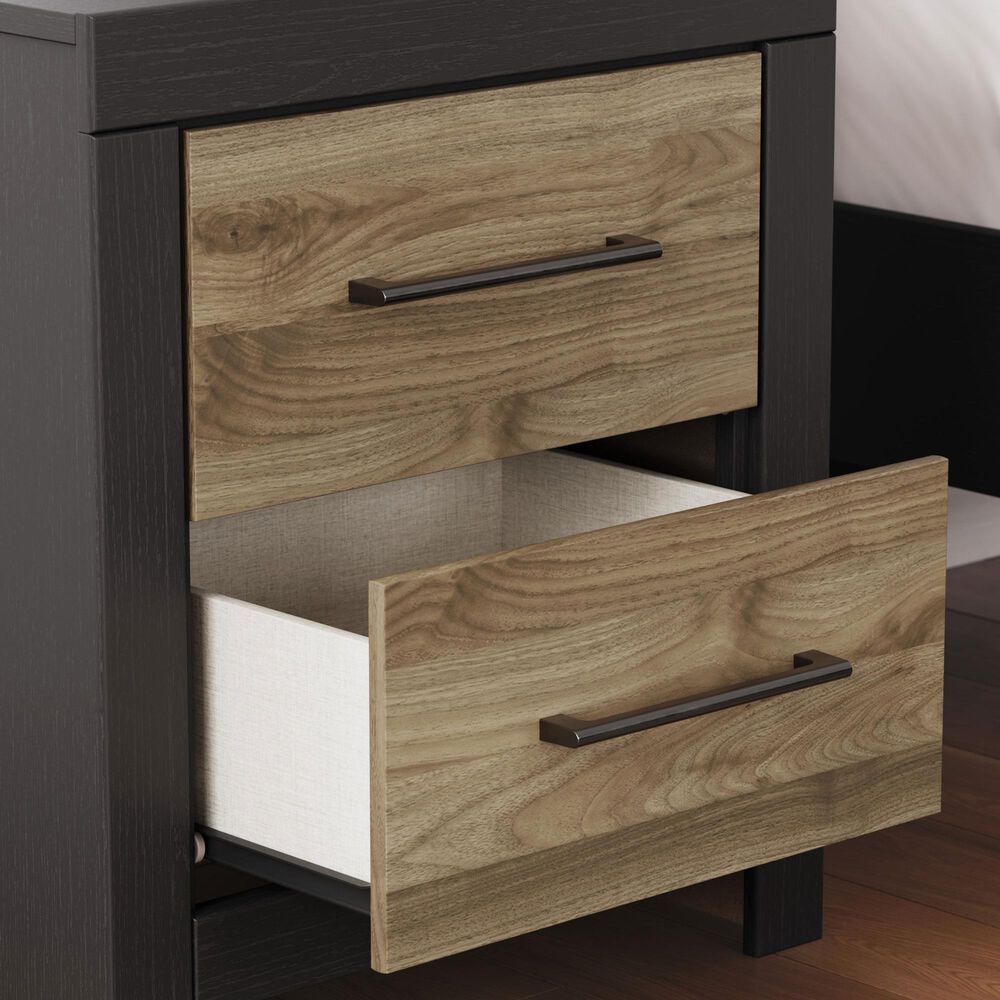 Ashley Vertani 2-Drawer Nightstand in Black and Honey Brown, , large