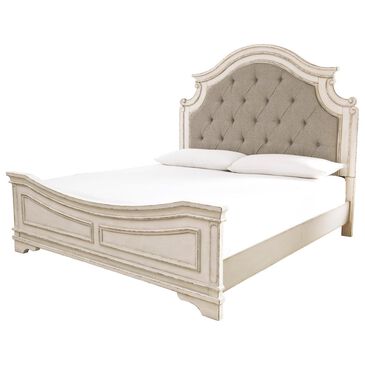 Ashley Realyn California King Upholstered Panel Bed in Chipped White, , large