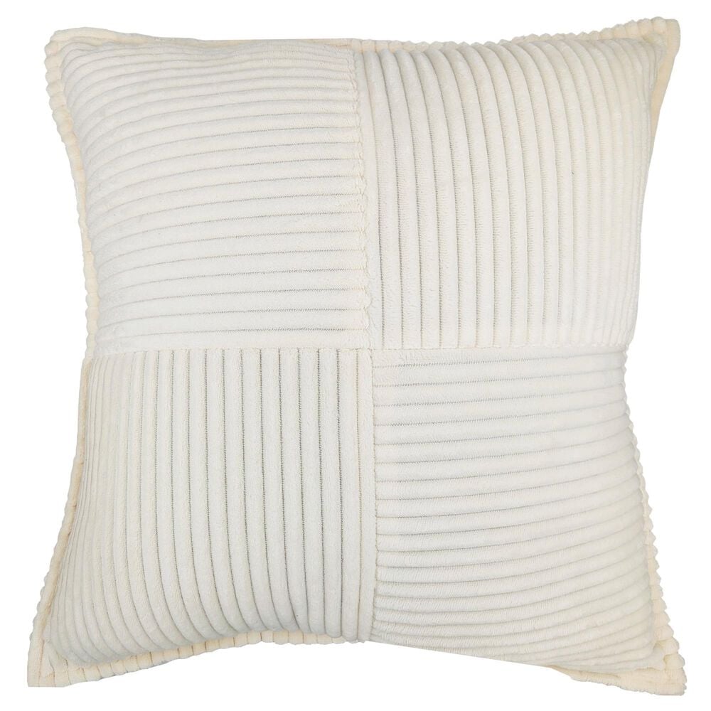 Chanasaya 20" Square Textured Patchwork Throw Pillow in Ivory, , large