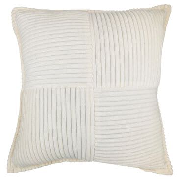 Chanasaya 20" Square Textured Patchwork Throw Pillow in Ivory, , large
