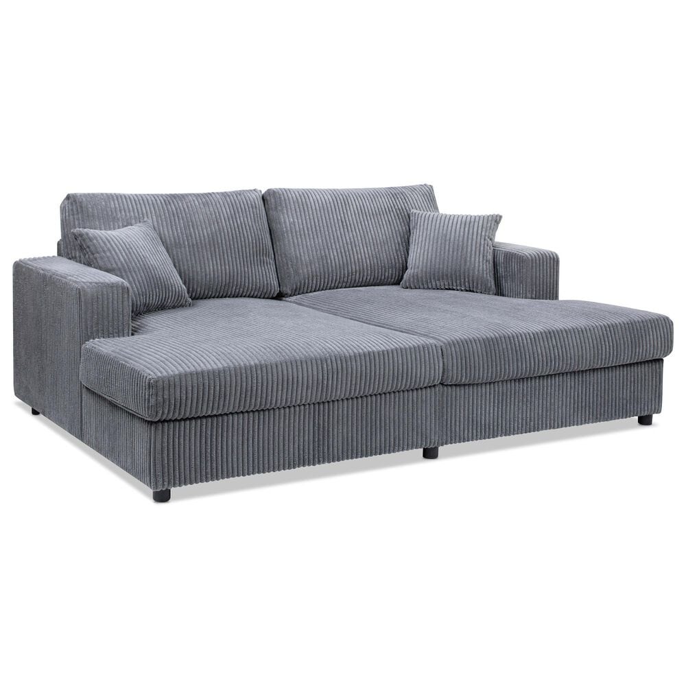 Jennifer Taylor Home Goliath Oversized Double Chaise Lounge Sofa Bed in Carbon Gray, , large