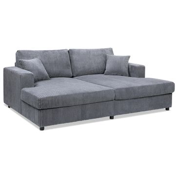 Jennifer Taylor Home Goliath Oversized Double Chaise Lounge Sofa Bed in Carbon Gray, , large