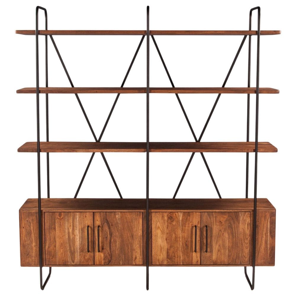 Home Trends &amp; Design Verbania 4-Shelf Bookshelf in Pecan Brown, , large