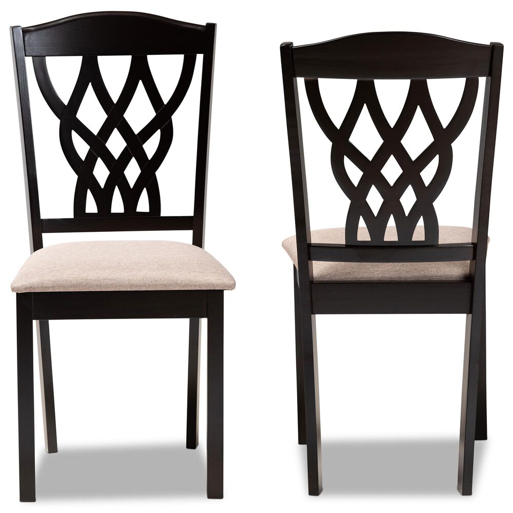 Baxton Studio Delilah Side Chair with Sand Cushion in Dark Brown (Set of 2), , large