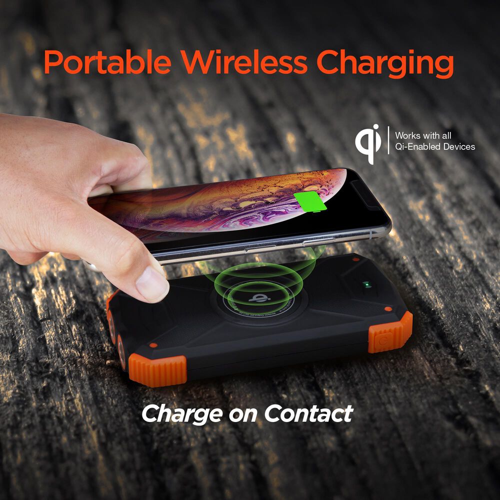 Hypercel Solar 10000 mAh Wireless Power Bank in Black, , large