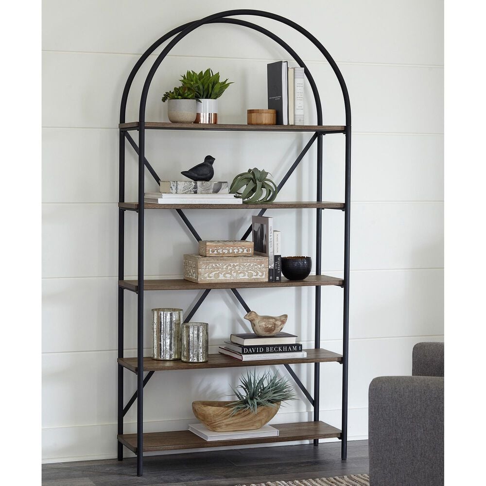 Ashley Galtbury Arched Bookcase in Brown and Black, , large